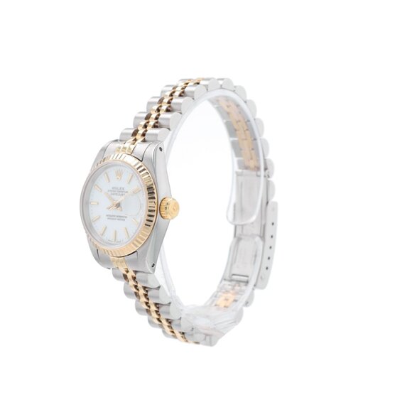 Rolex Ladies Datejust 26mm Two-Tone White Index Dial Fluted Jubilee Watch 69173 main image 7